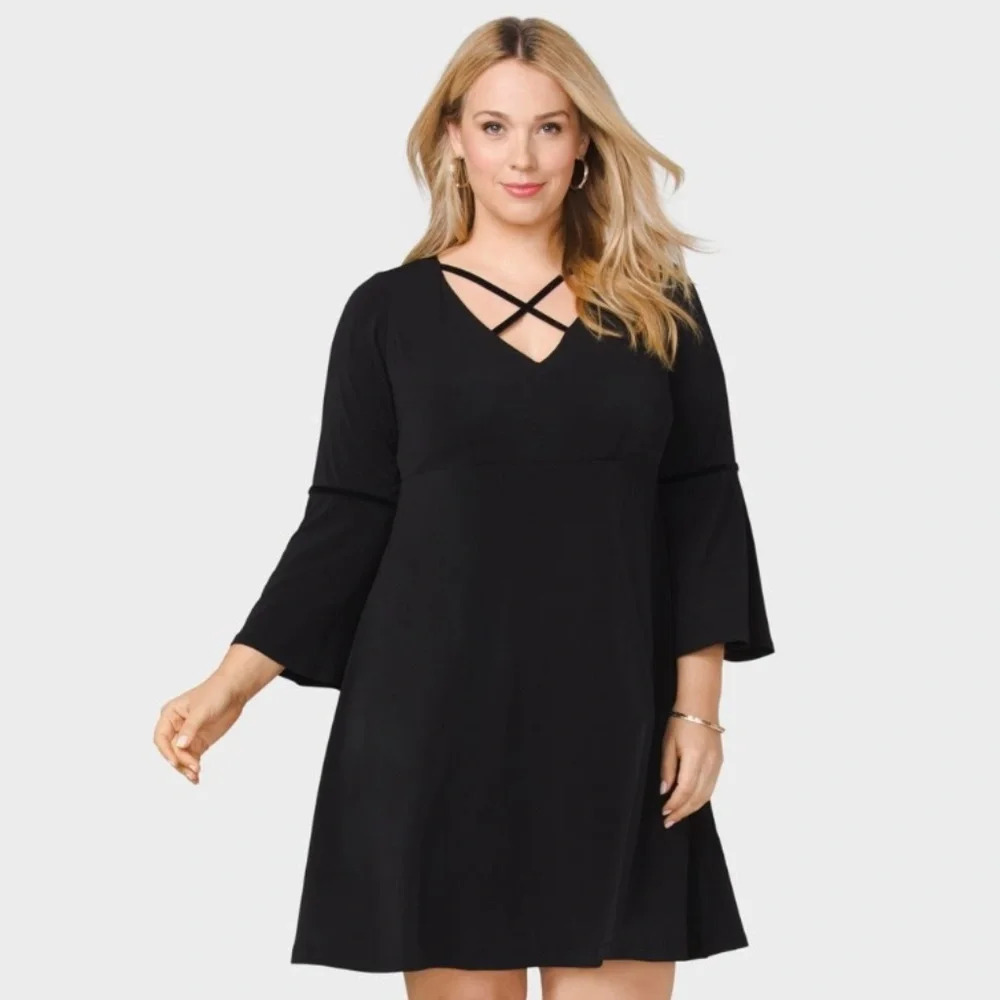 NWT Beyond by Ashley Graham Black CrissCross Dress